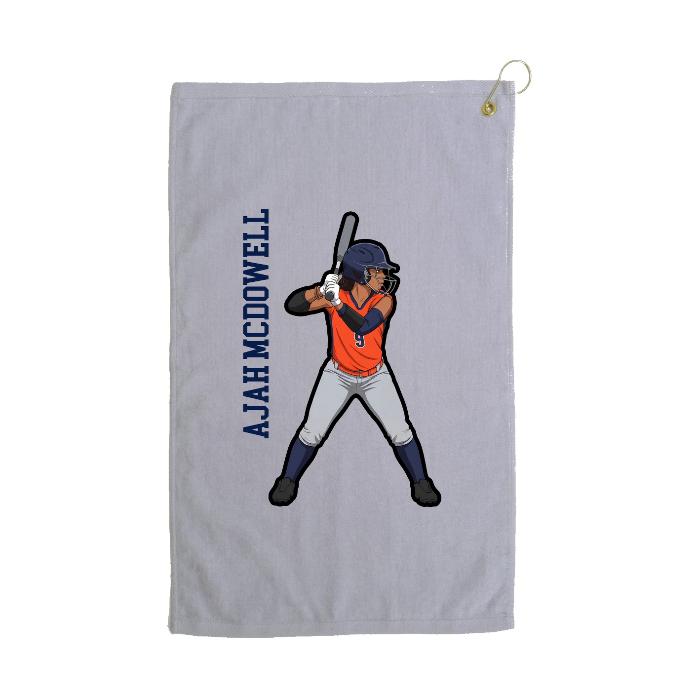Golf Towel — Name Vertical in Grey