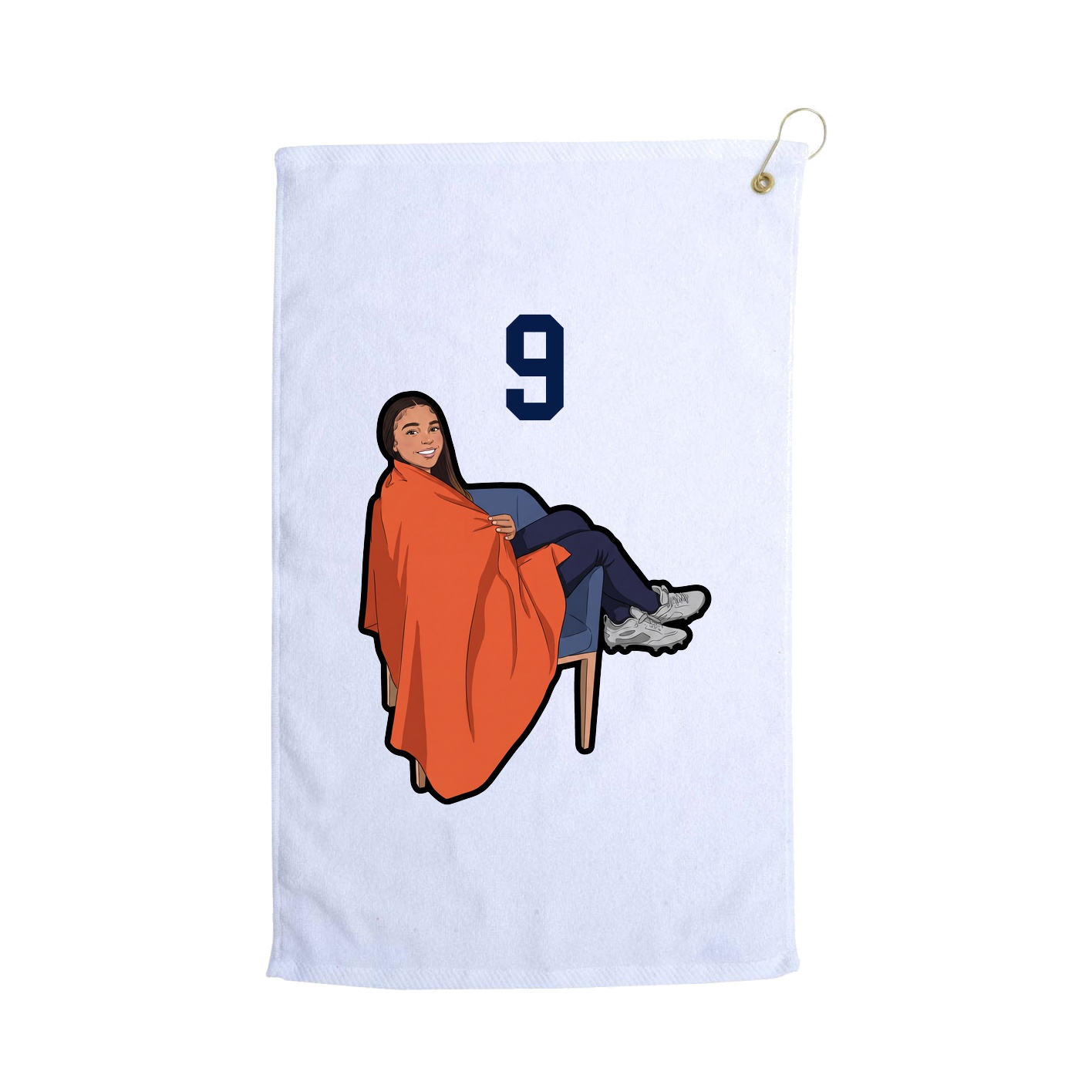 Golf Towel — Number Top in White