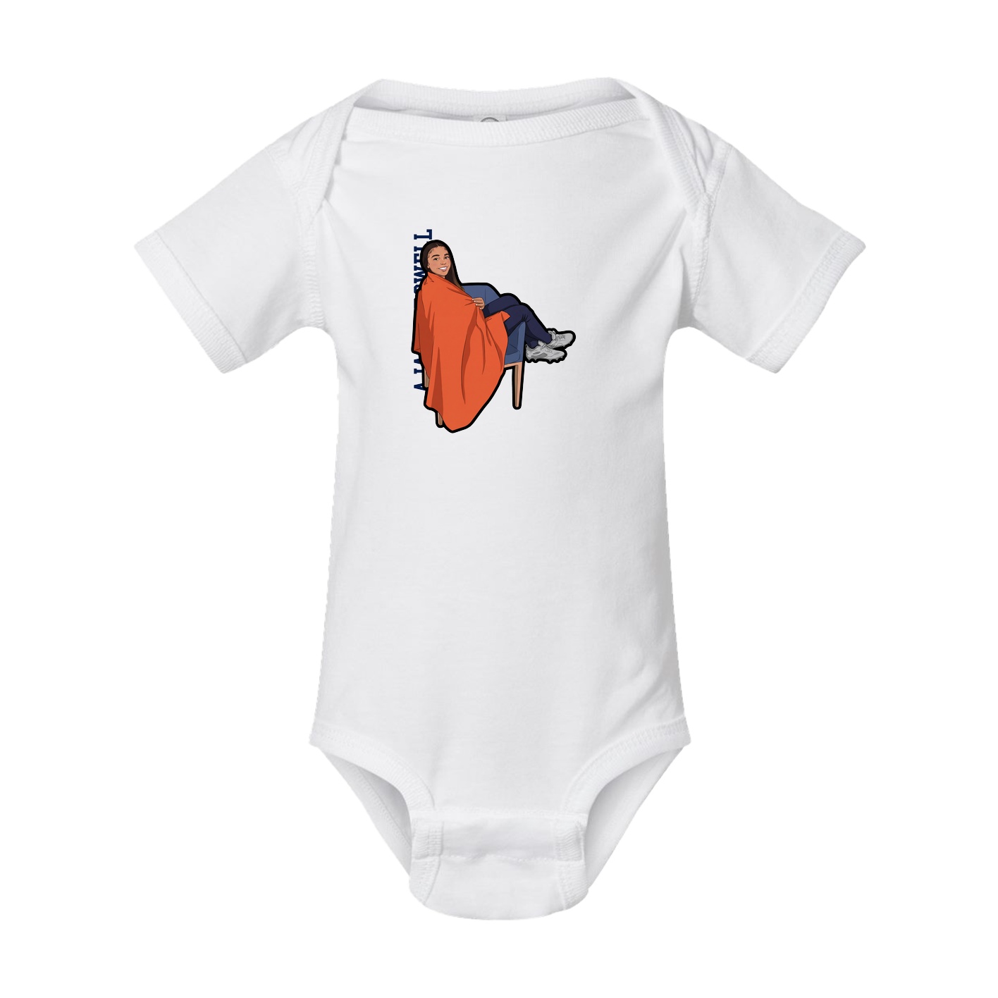 Baby Onesie — Name Vertical in White