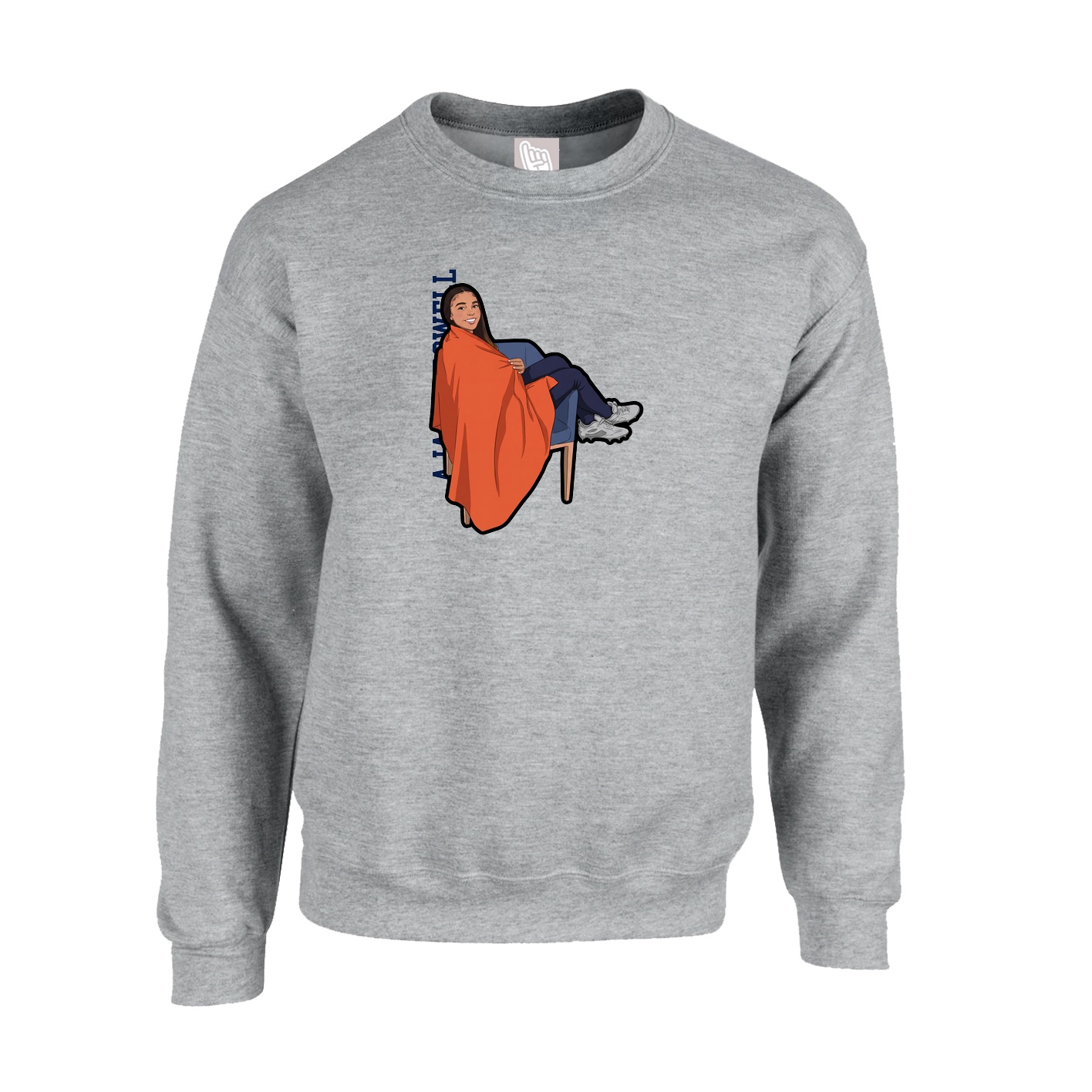 Fleece Crew — Name Vertical in Grey