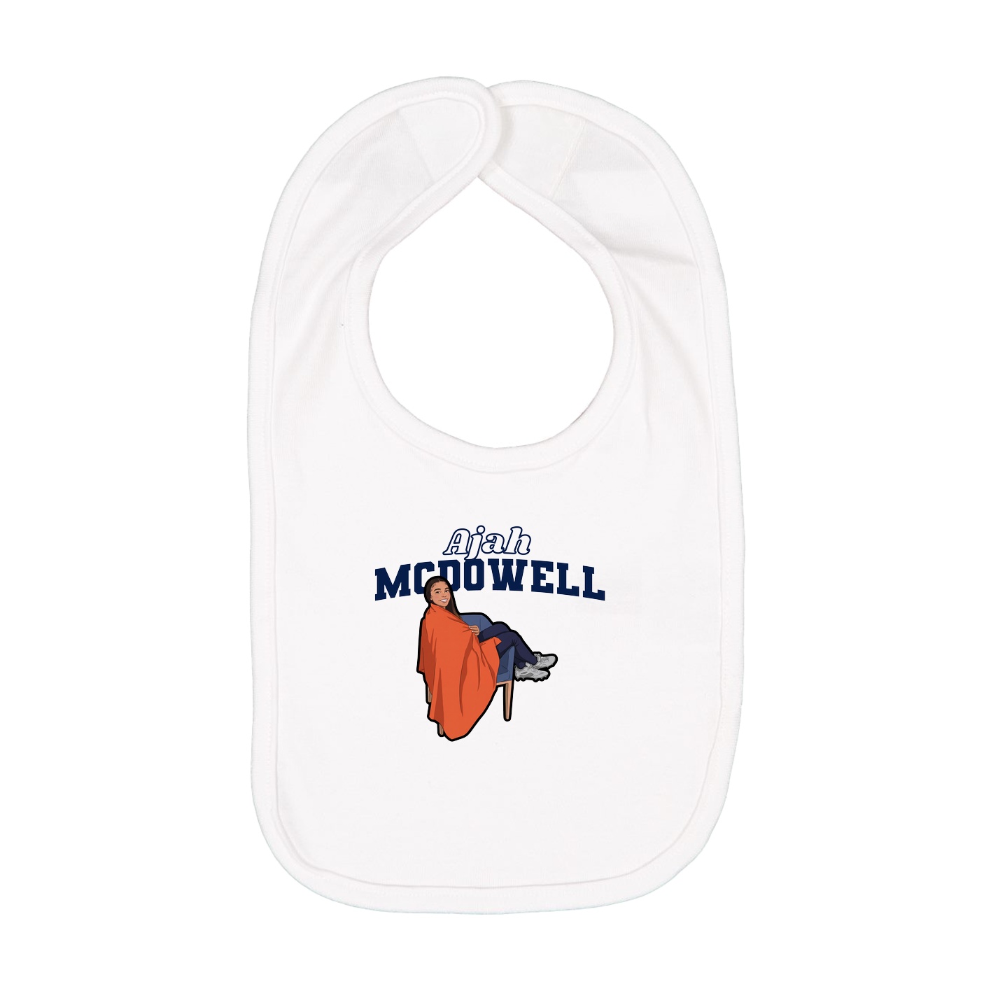 Infant Bib — Name Arch in White