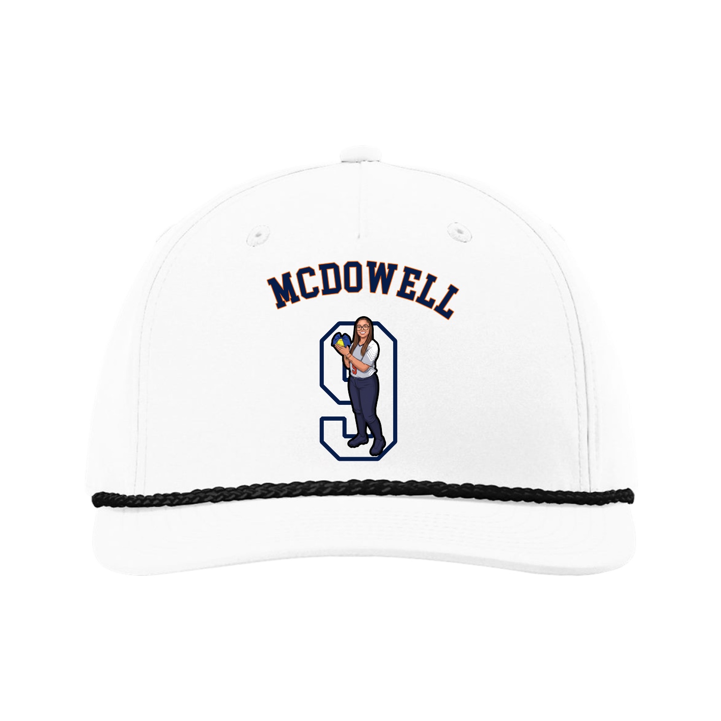 Five-Panel Classic Rope Cap — Shirsey Arch in White