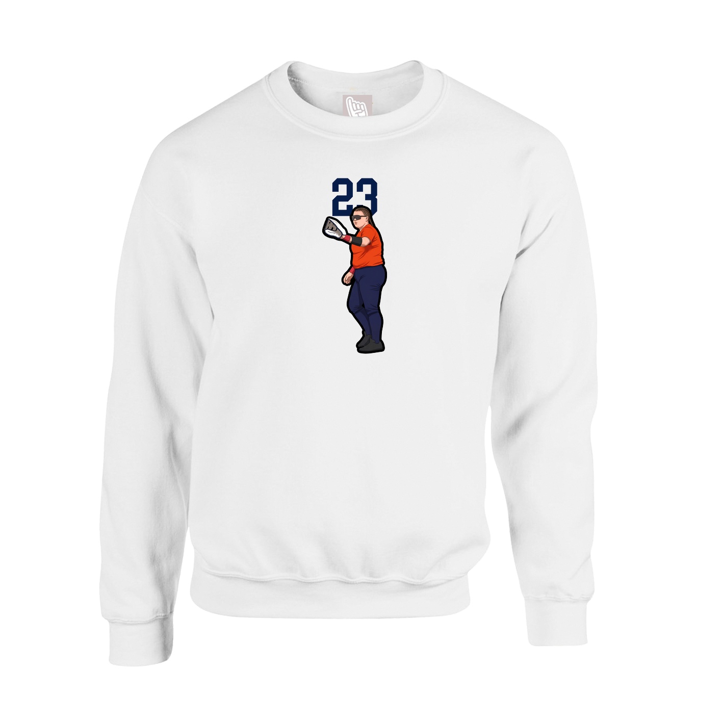 Fleece Crew — Number Top in White