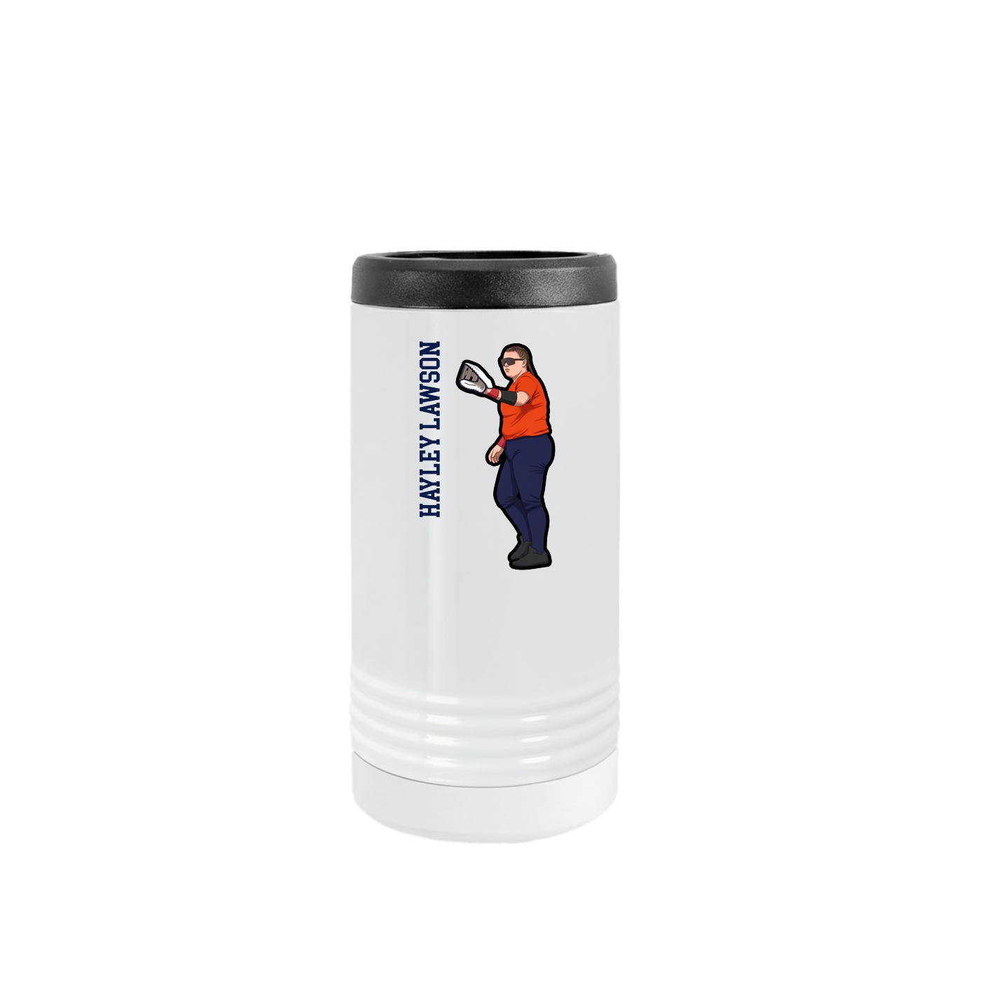 Slim Beverage Holder — Name Vertical in White