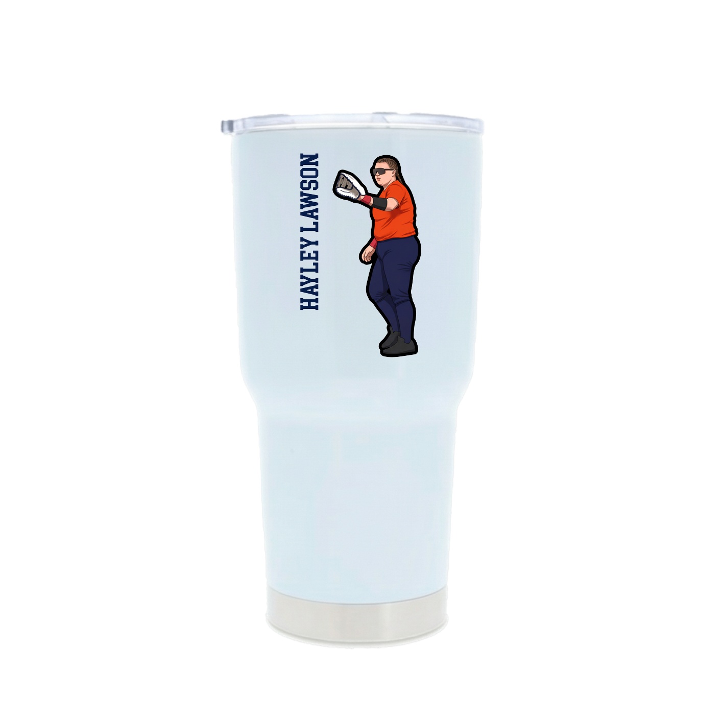 30oz Stainless Steel Tumbler — Name Vertical in White