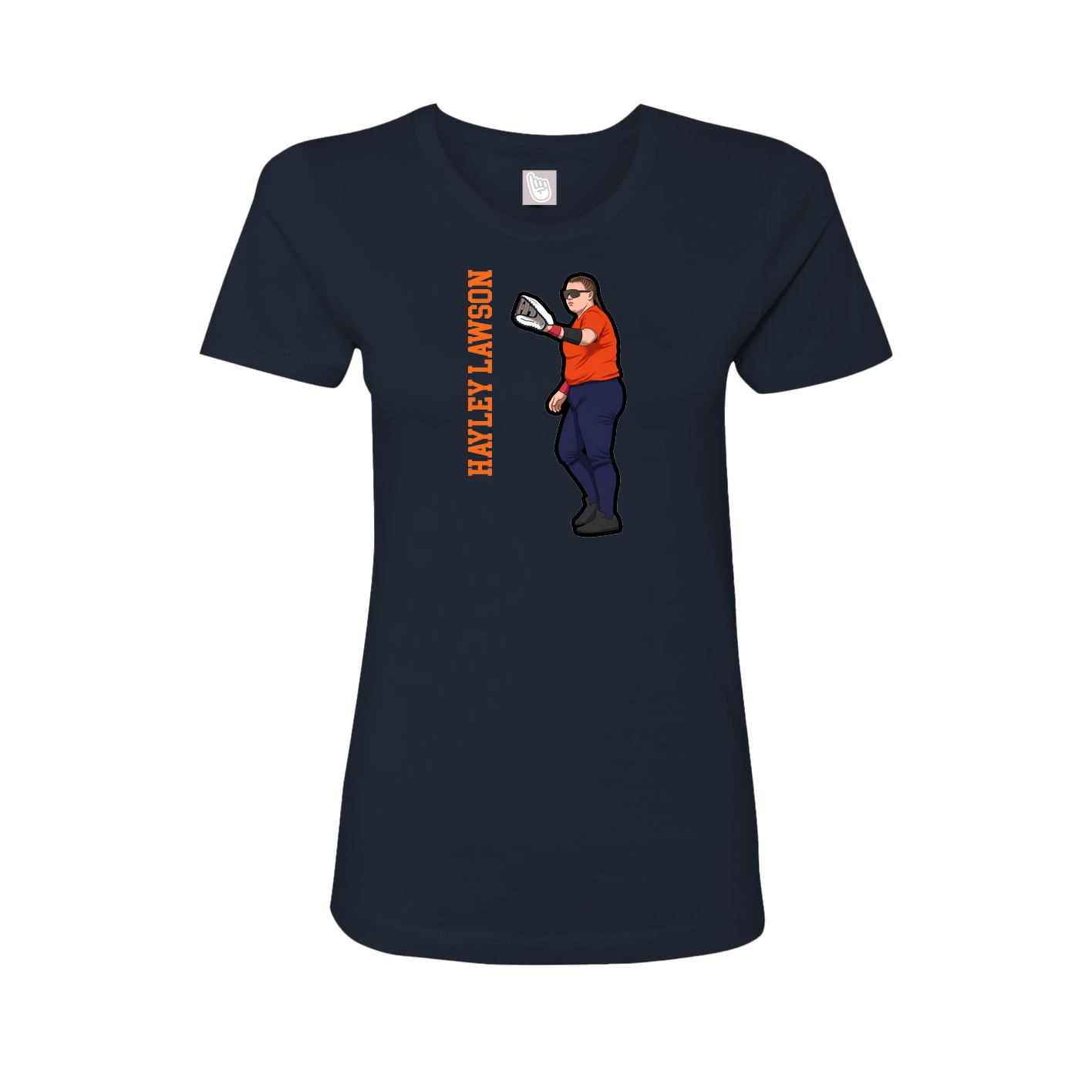 Fitted Women's Tee — Name Vertical in Navy