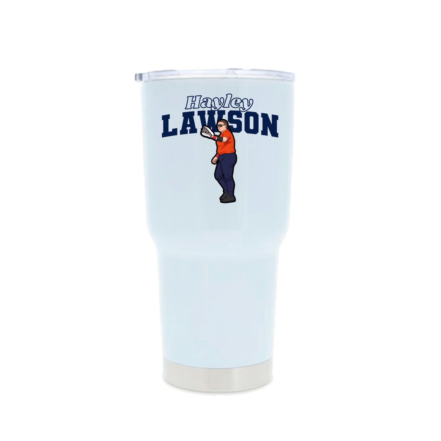 30oz Stainless Steel Tumbler — Name Arch in White