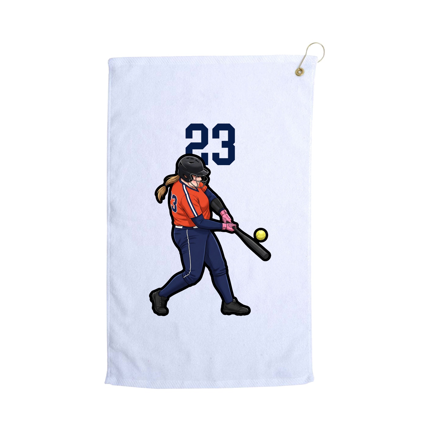 Golf Towel — Number Top in White