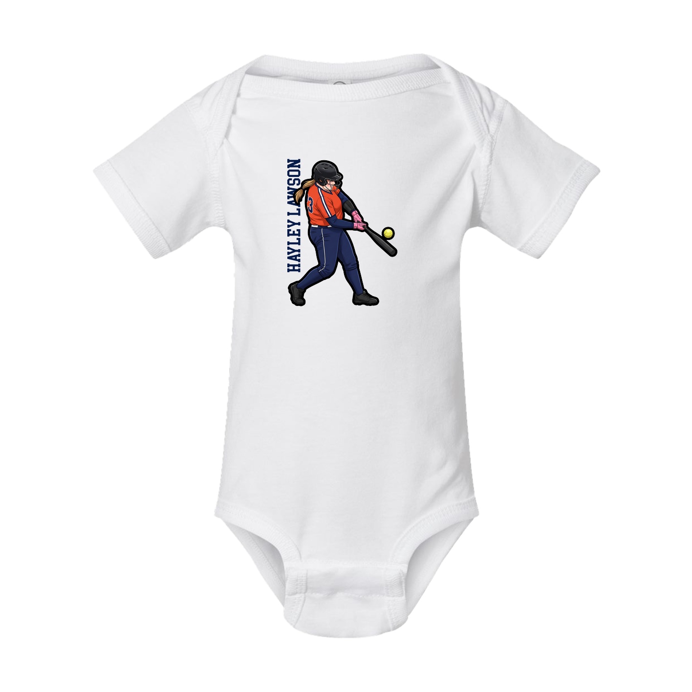 Baby Onesie — Name Vertical in White