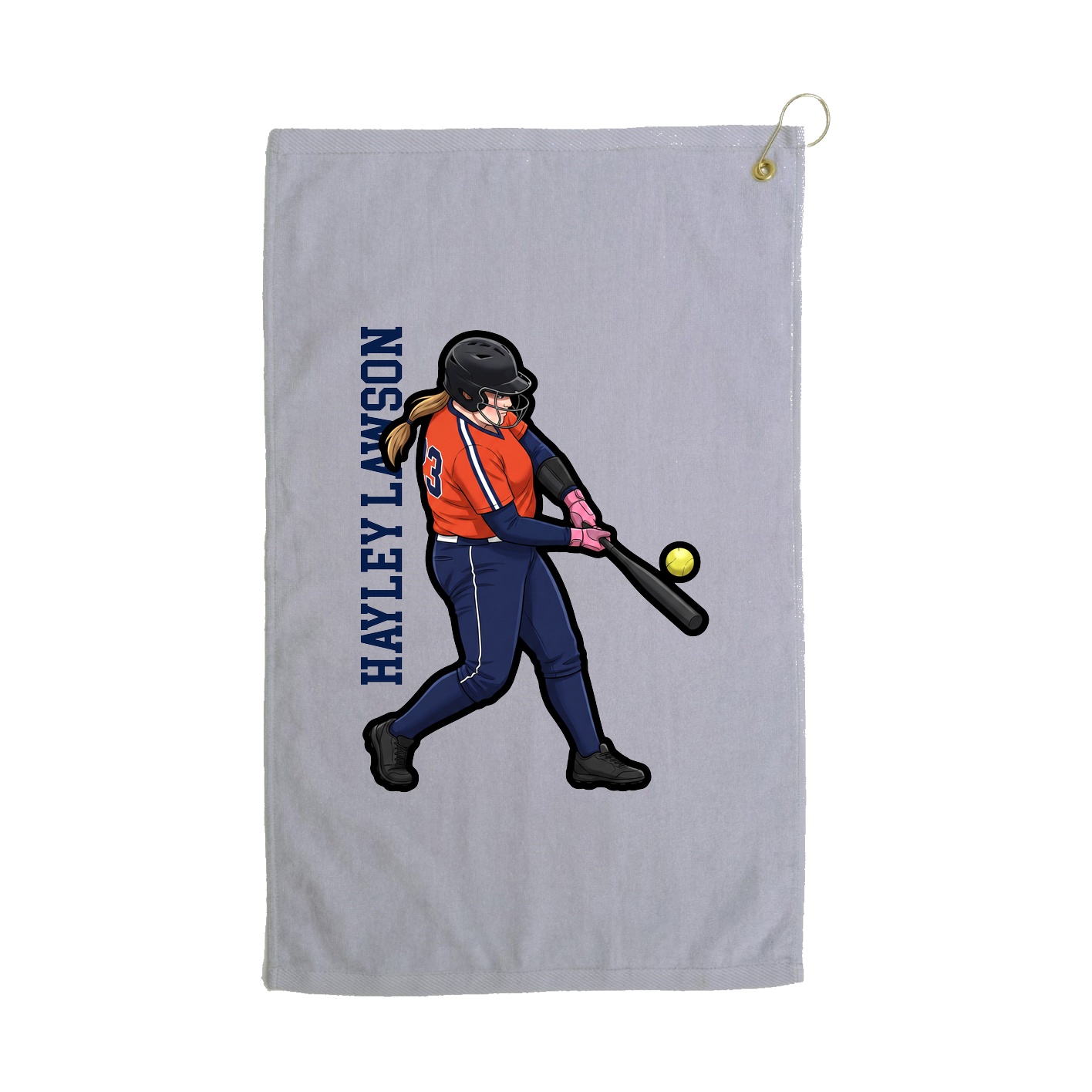 Golf Towel — Name Vertical in Grey