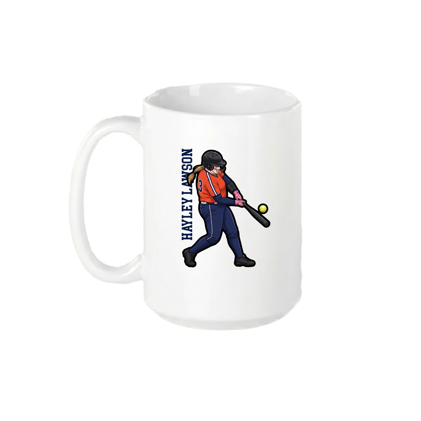 15oz Coffee Mug — Name Vertical in White