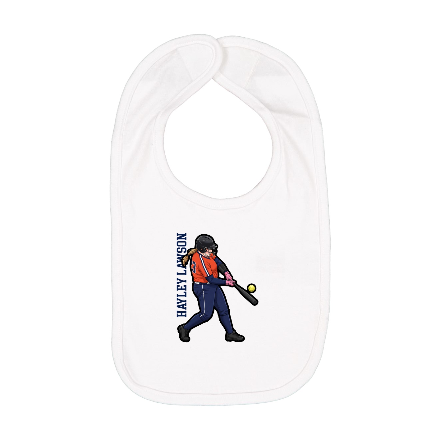 Infant Bib — Name Vertical in White