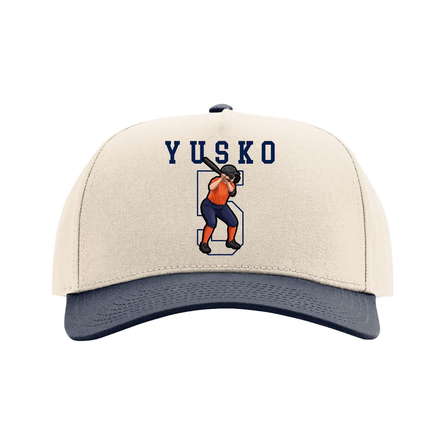 Full Fabric Five-Panel Champ Cap — Shirsey in Cream/Navy