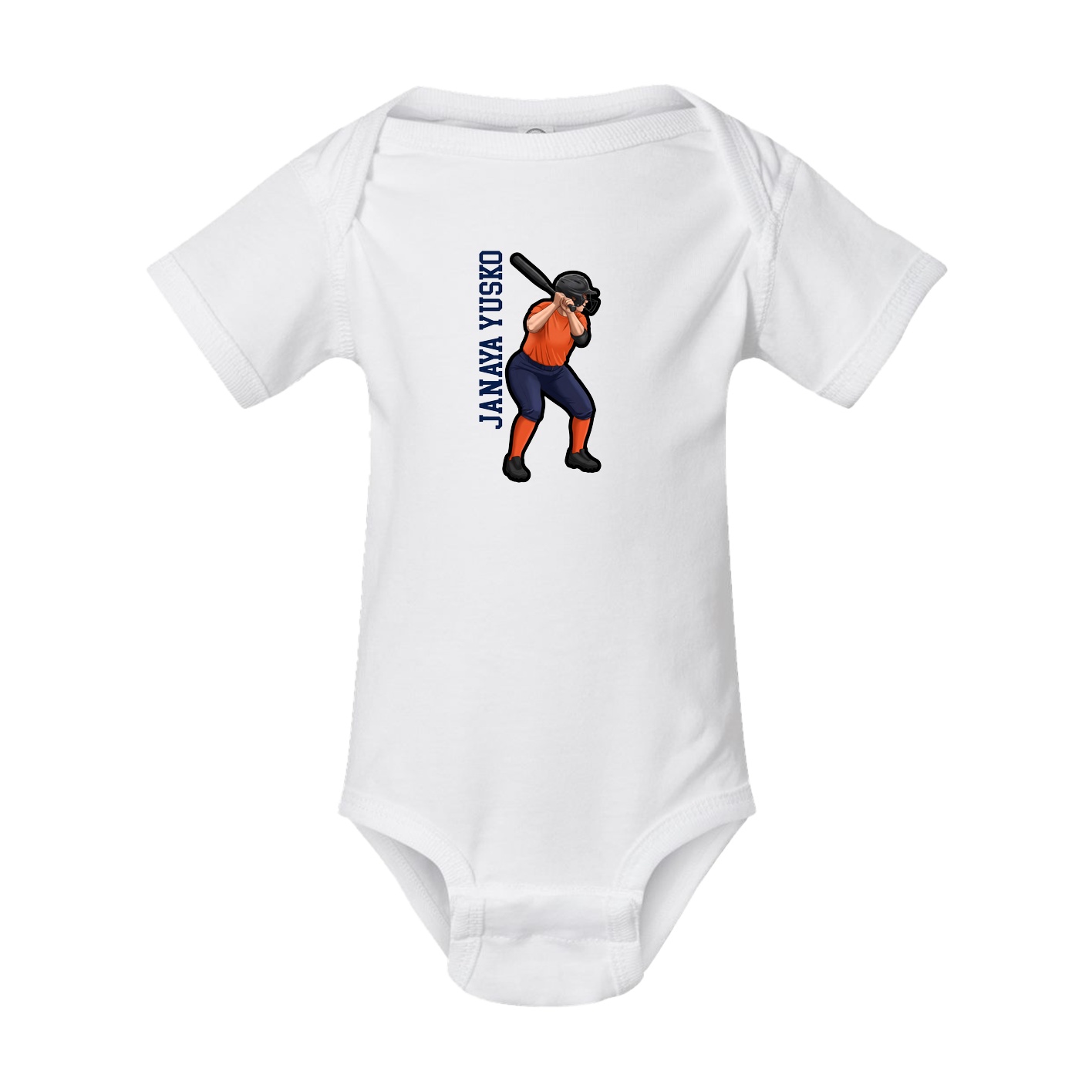 Baby Onesie — Name Vertical in White