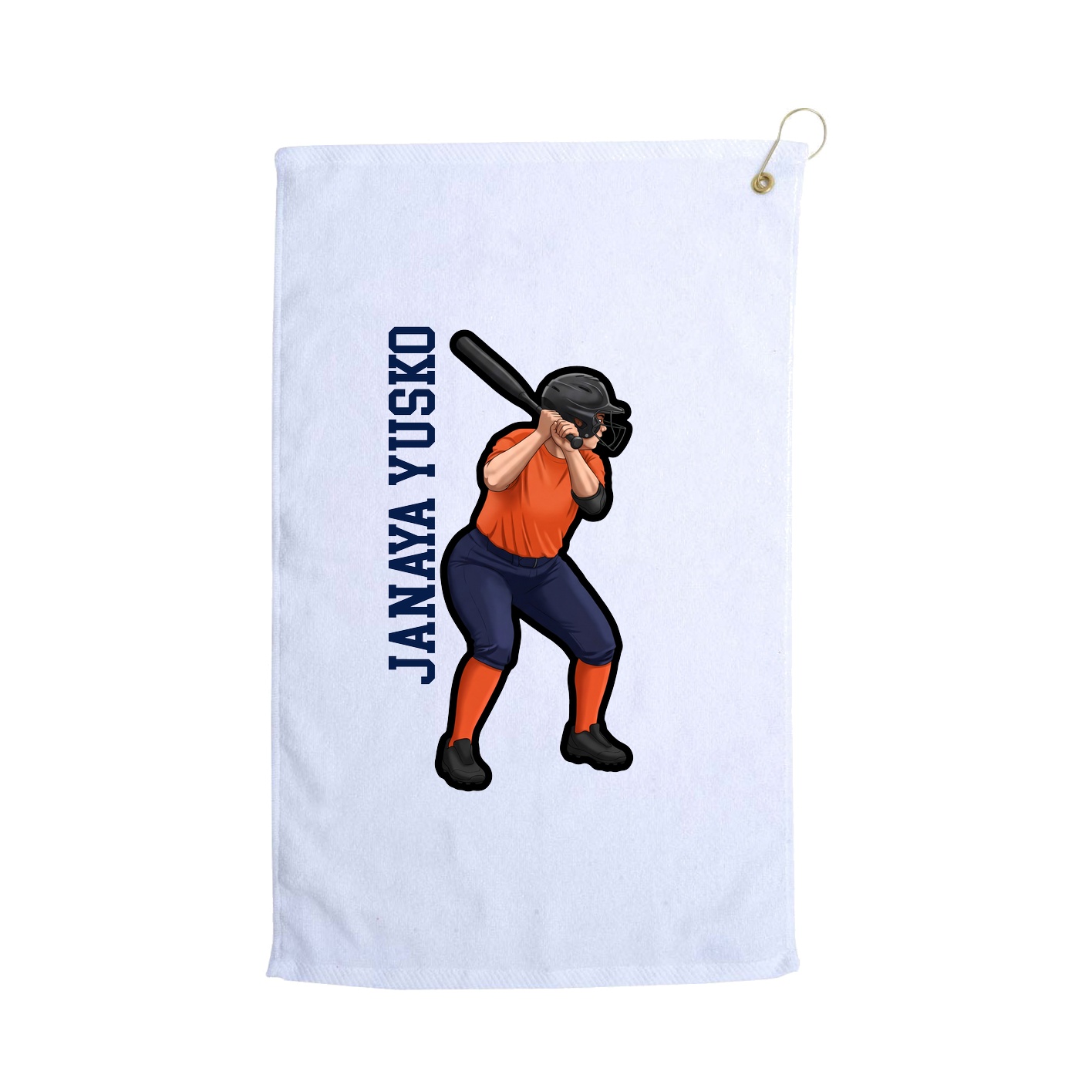 Golf Towel — Name Vertical in White