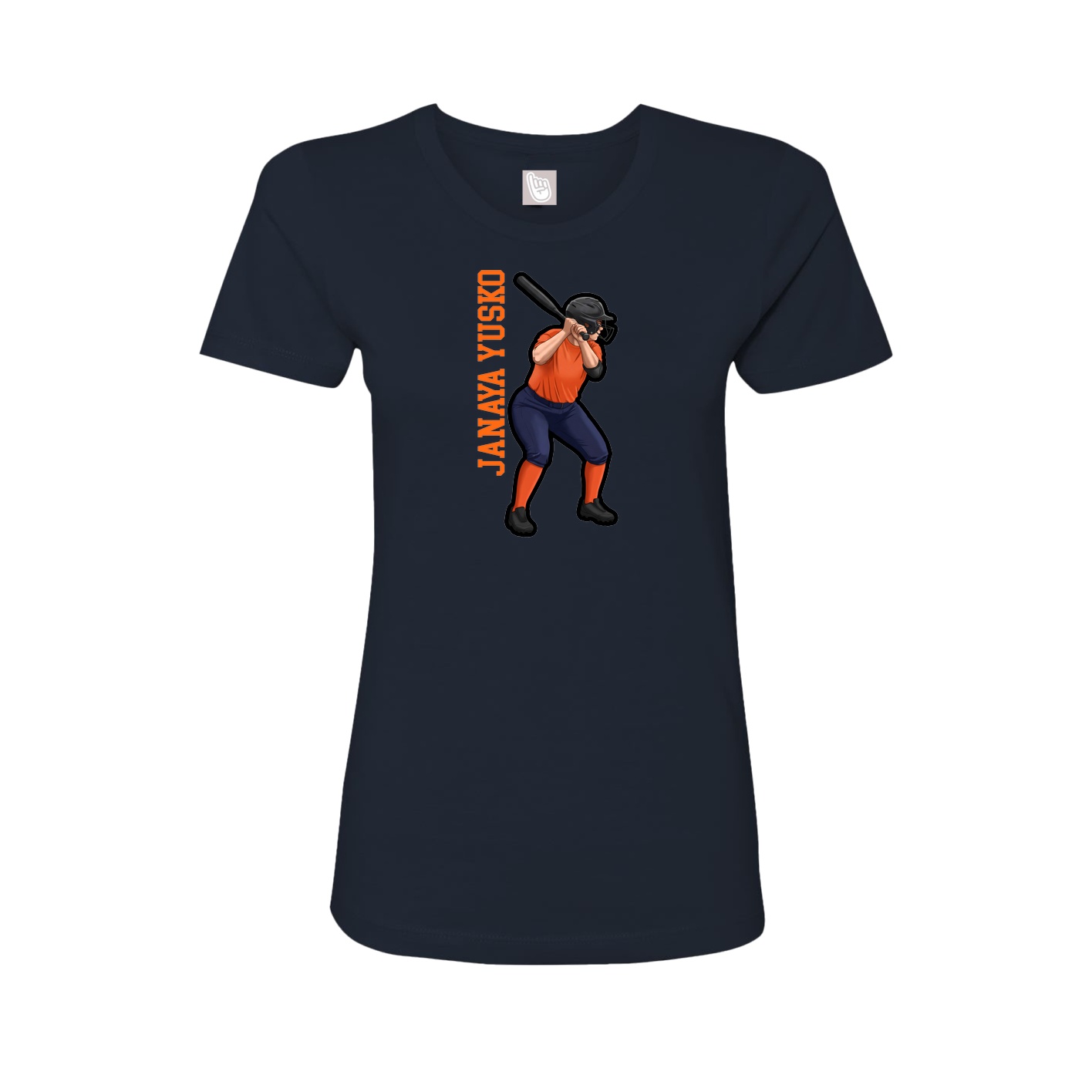 Fitted Women's Tee — Name Vertical in Navy