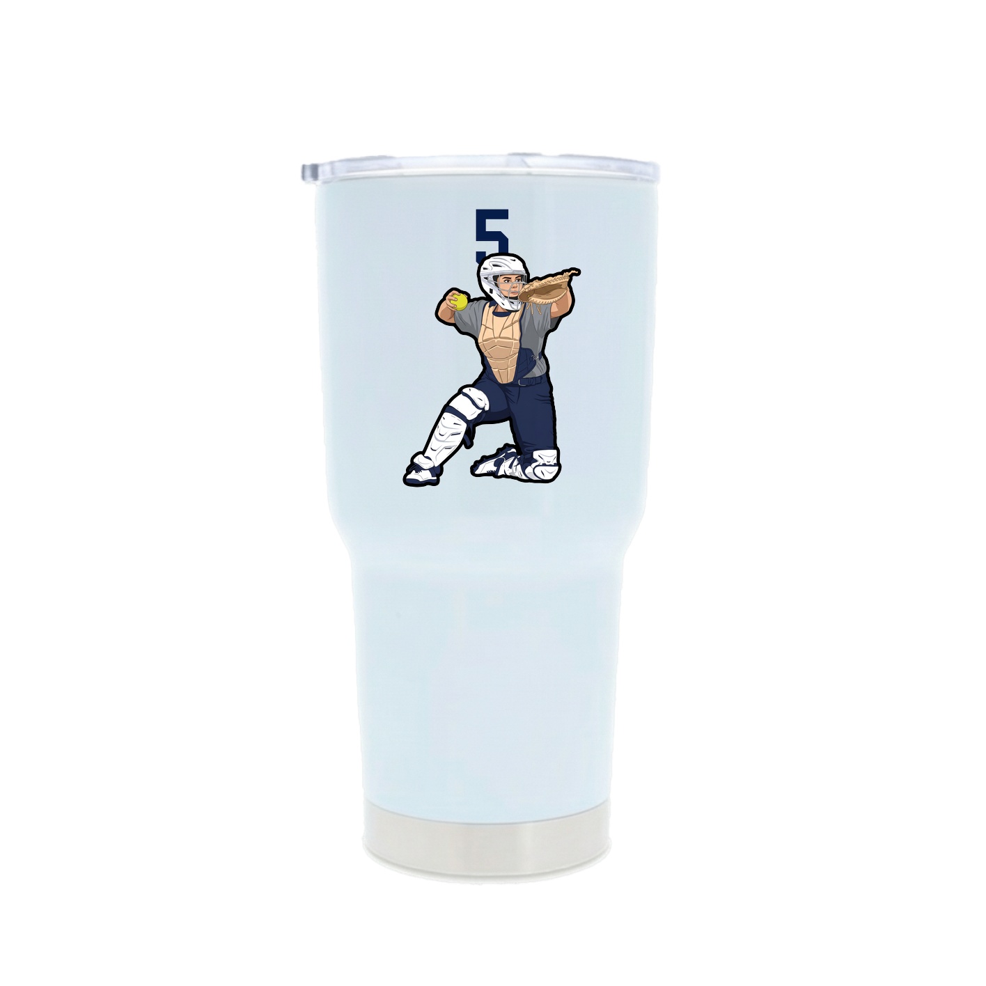 30oz Stainless Steel Tumbler — Number Top in White