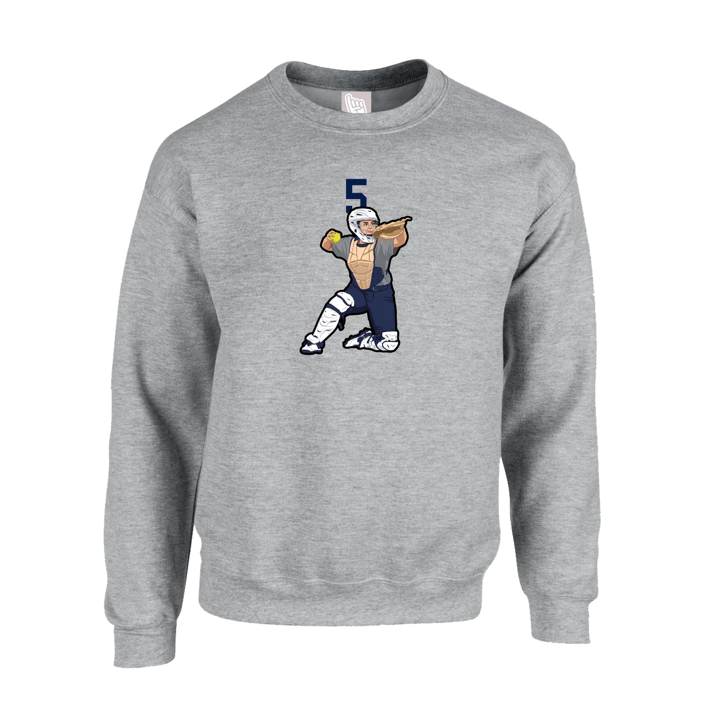 Fleece Crew — Number Top in Grey