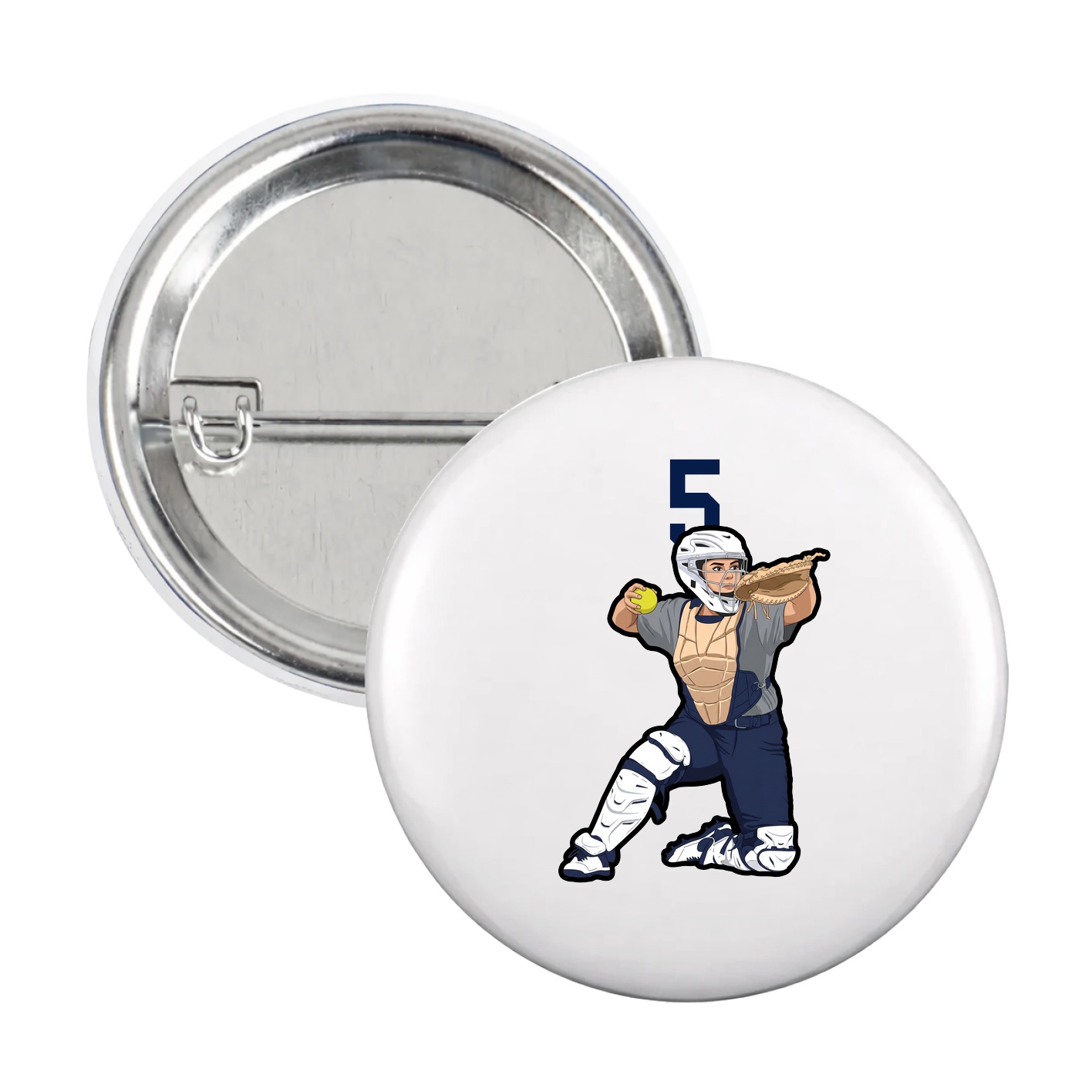 Game Day Button — Number Top in White
