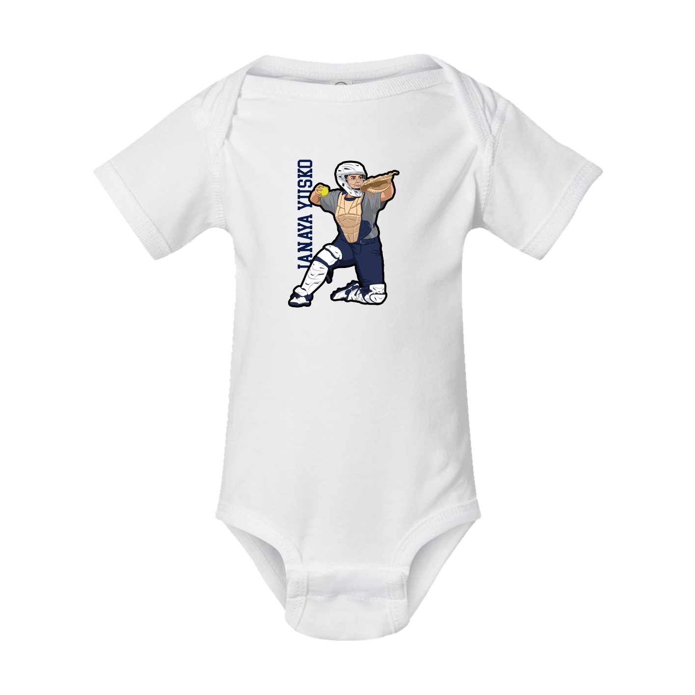 Baby Onesie — Name Vertical in White