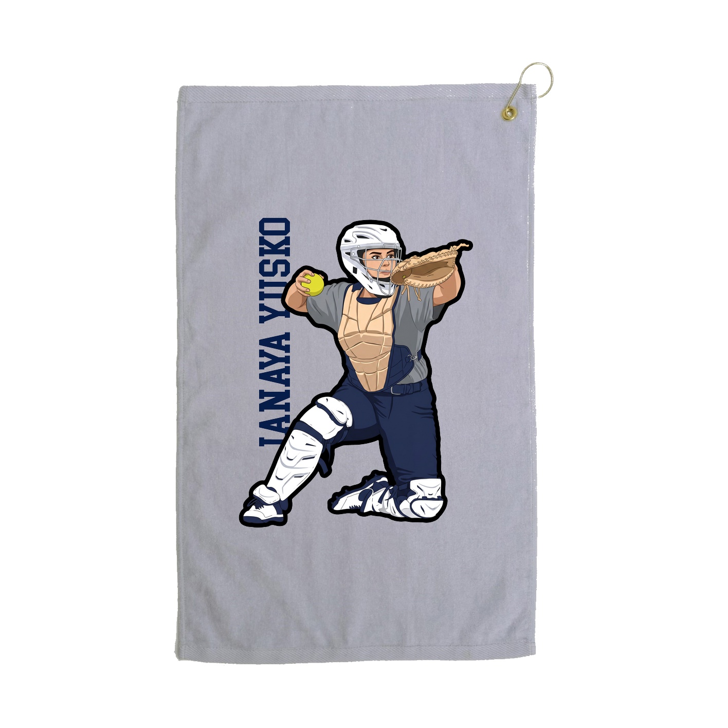 Golf Towel — Name Vertical in Grey