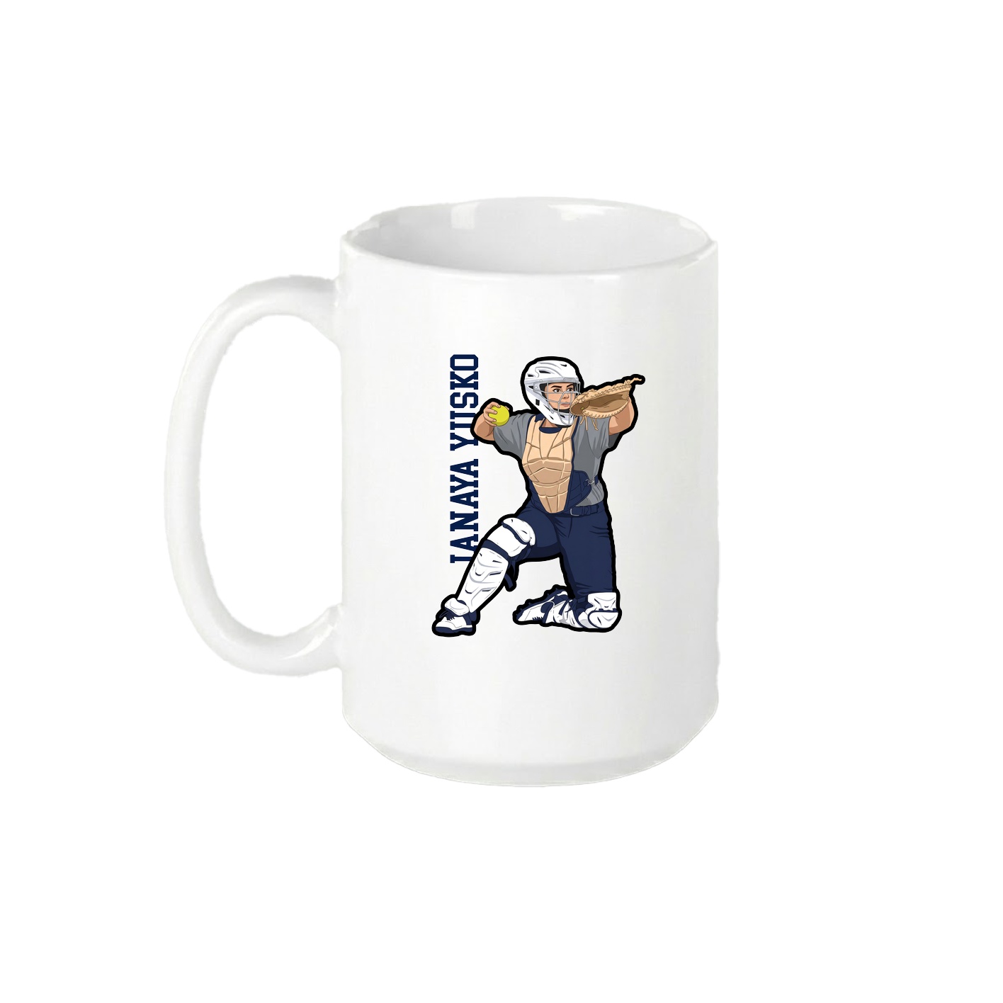 15oz Coffee Mug — Name Vertical in White