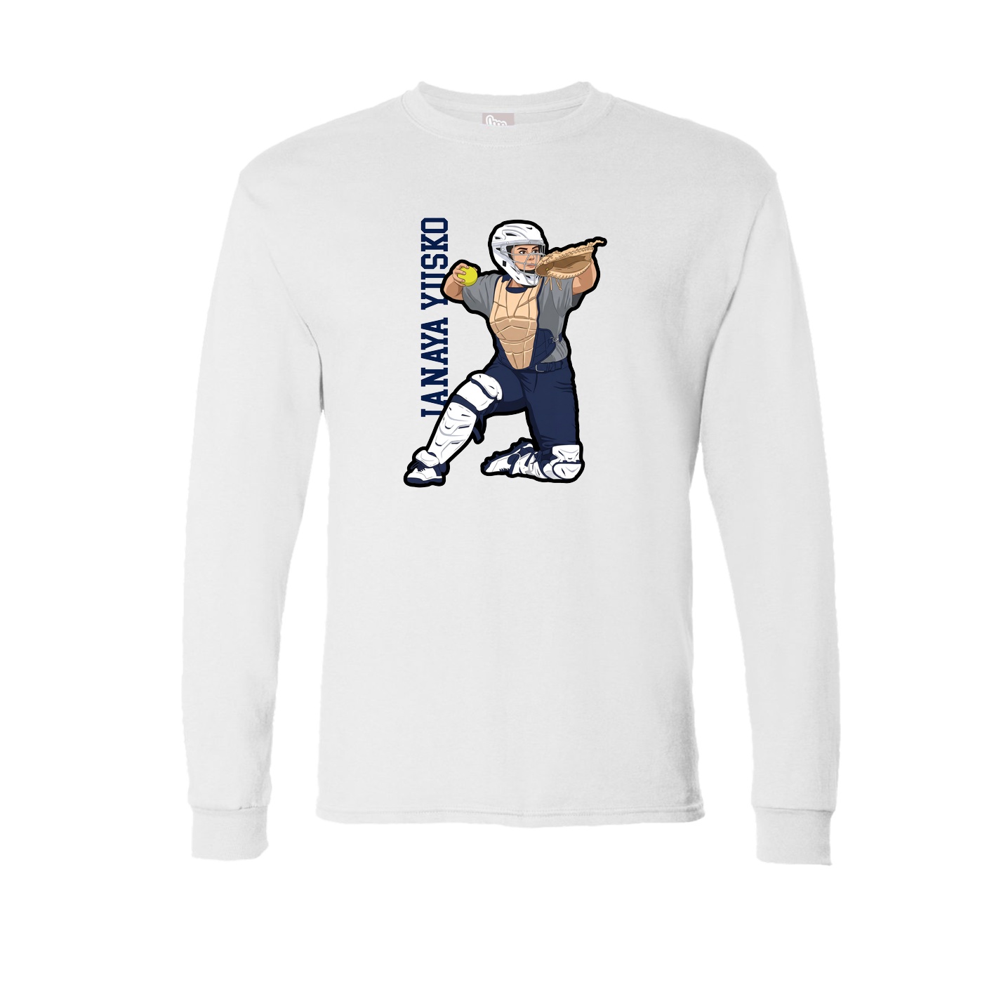 Long Sleeve Tee — Name Vertical in White