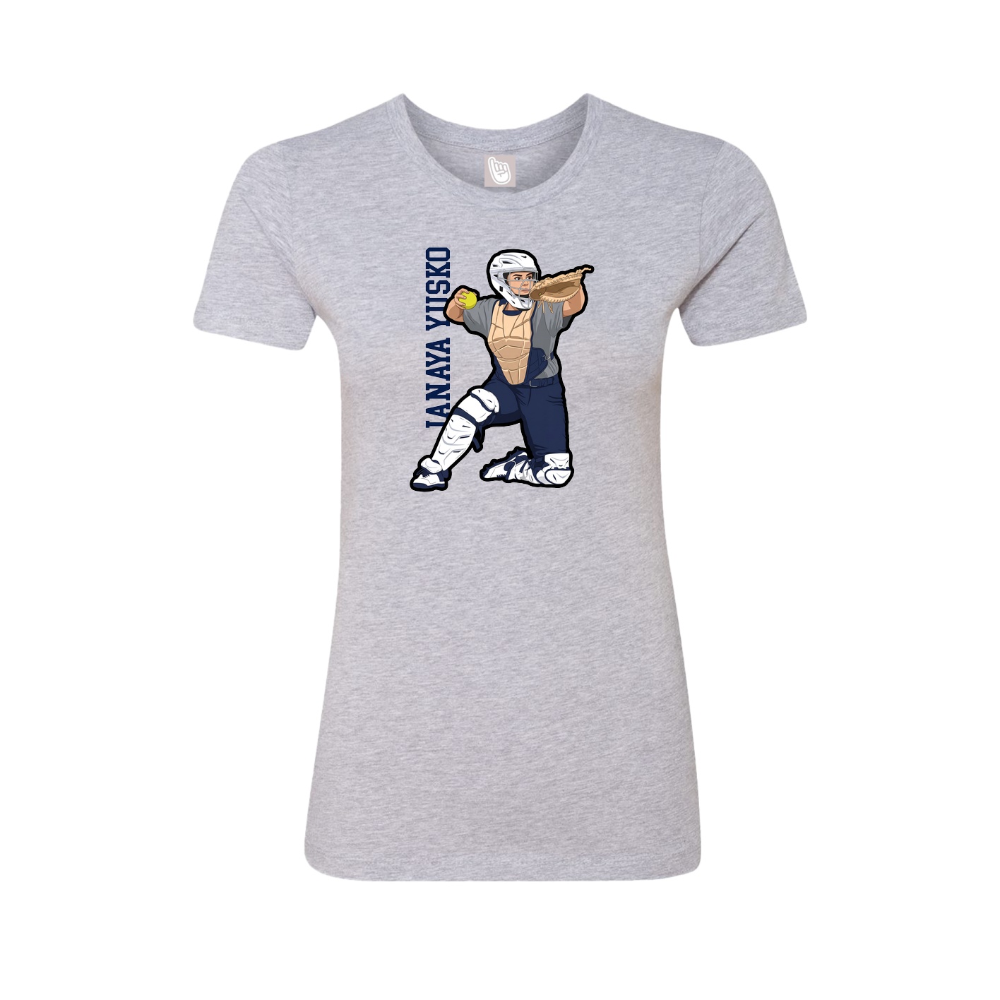 Fitted Women's Tee — Name Vertical in Grey
