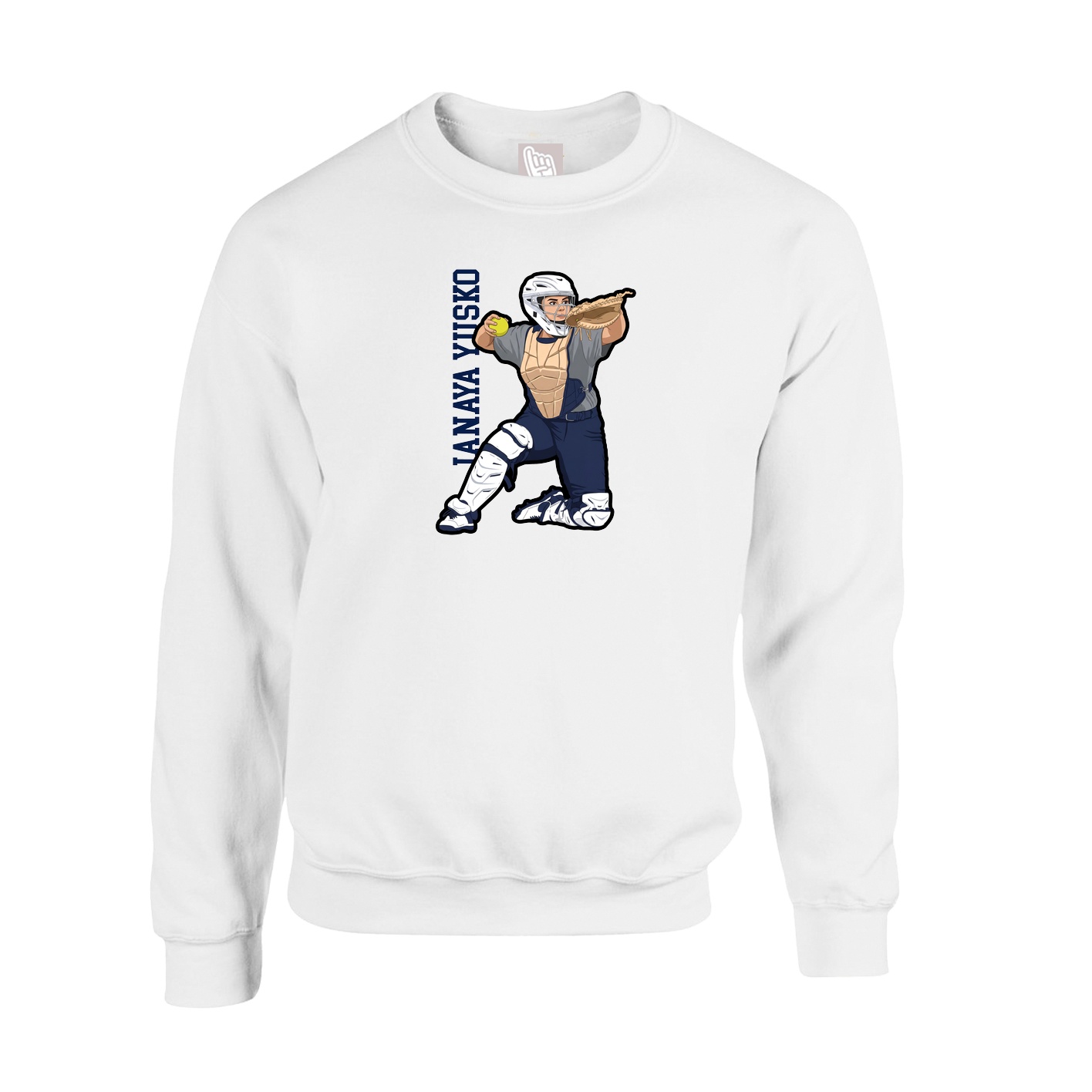 Fleece Crew — Name Vertical in White