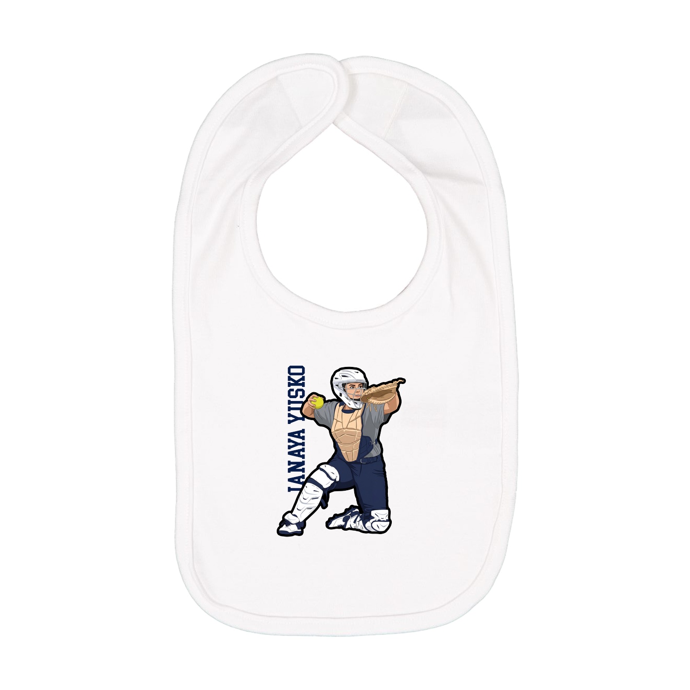 Infant Bib — Name Vertical in White