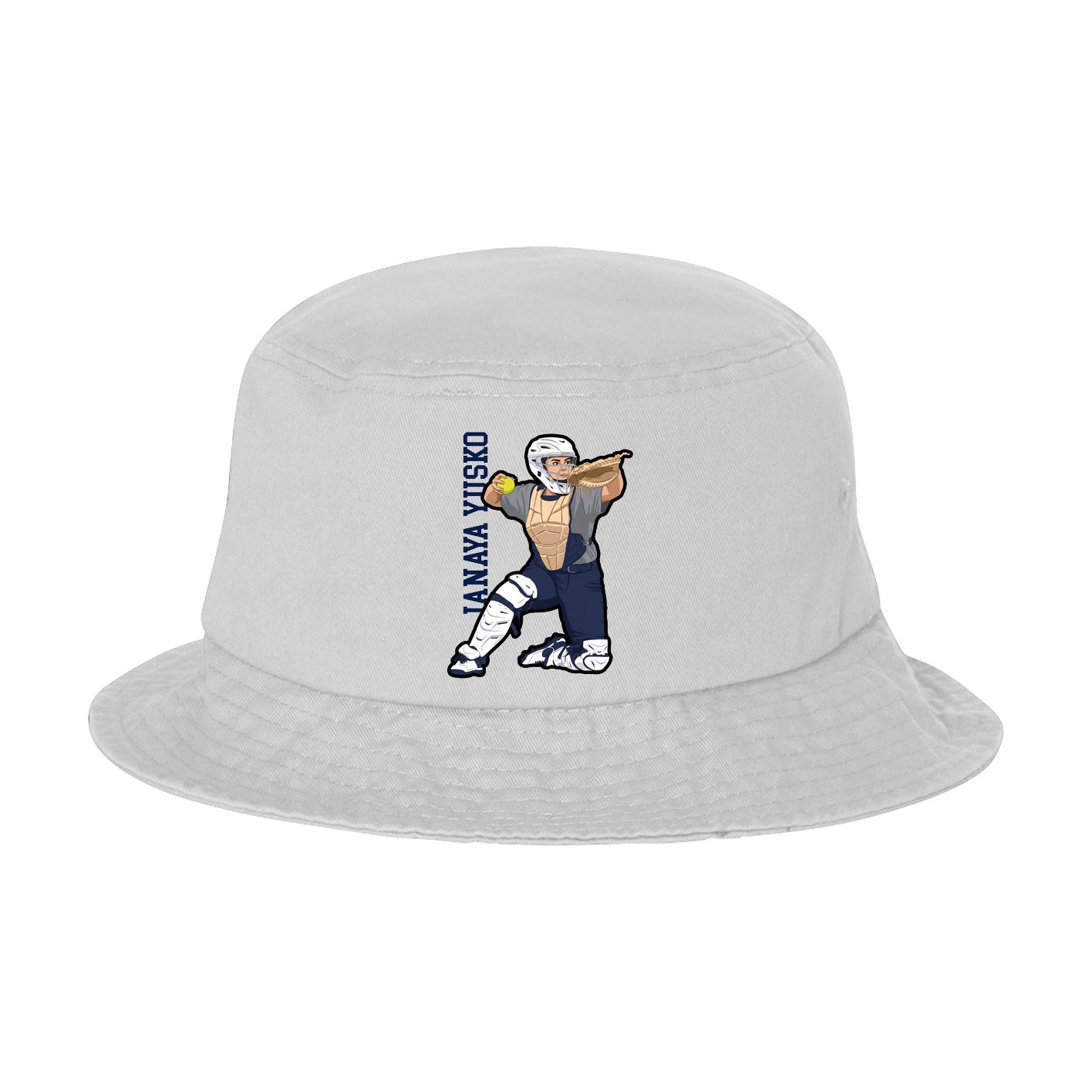 Bucket Cap — Name Vertical in White