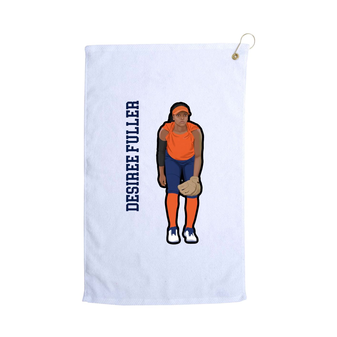 Golf Towel — Name Vertical in White