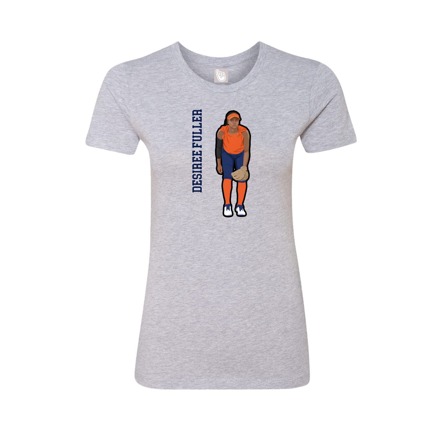 Fitted Women's Tee — Name Vertical in Grey