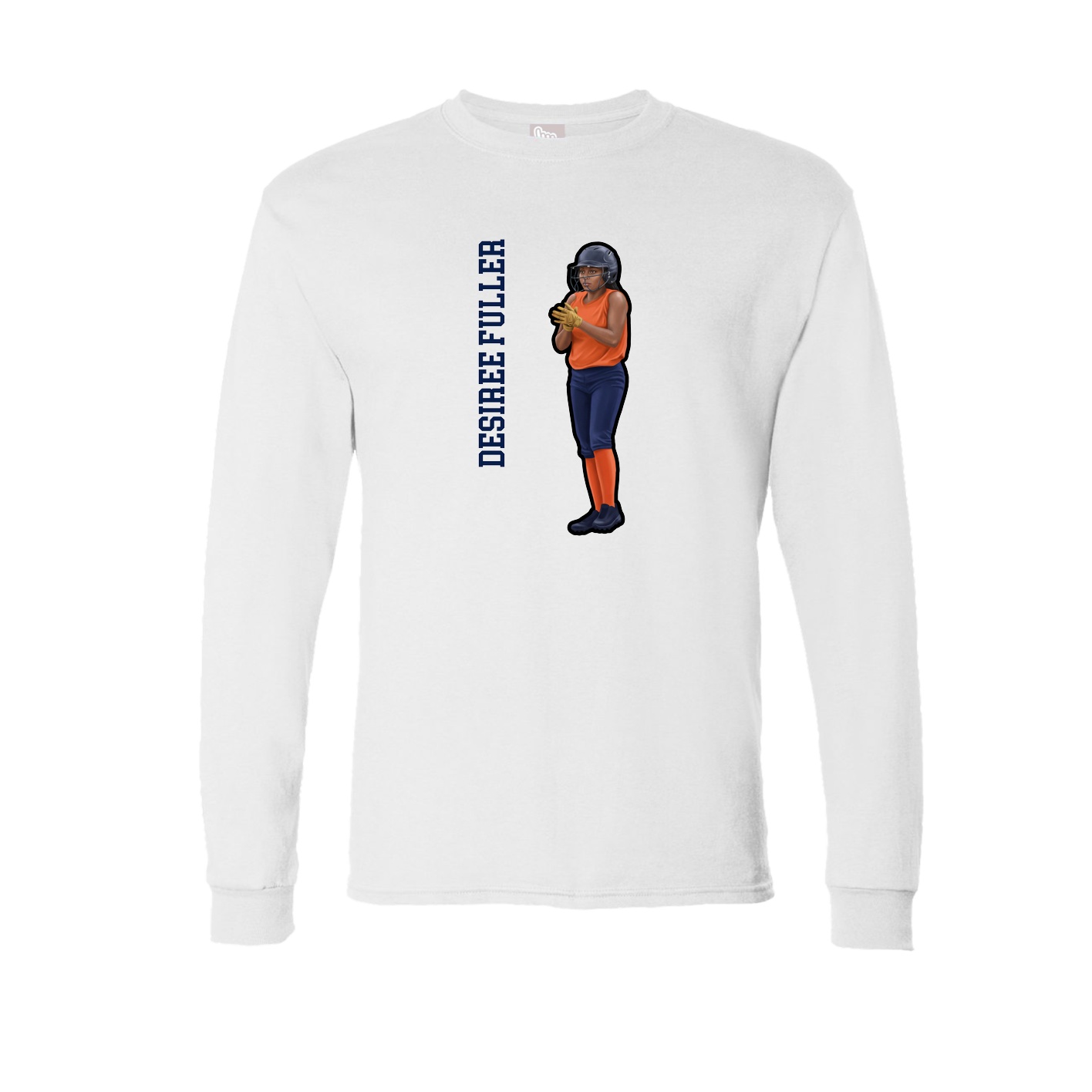Long Sleeve Tee — Name Vertical in White