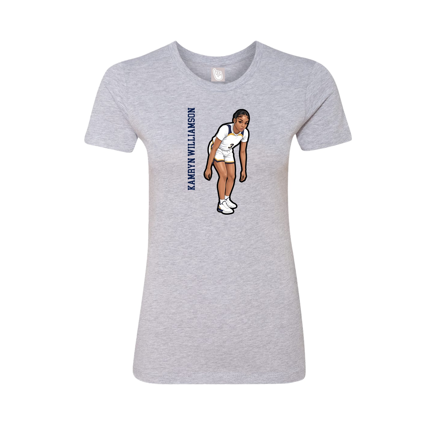 Fitted Women's Tee — Name Vertical in Grey