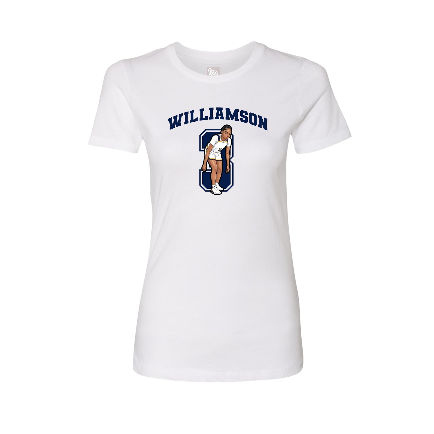 Fitted Women's Tee — Number in White