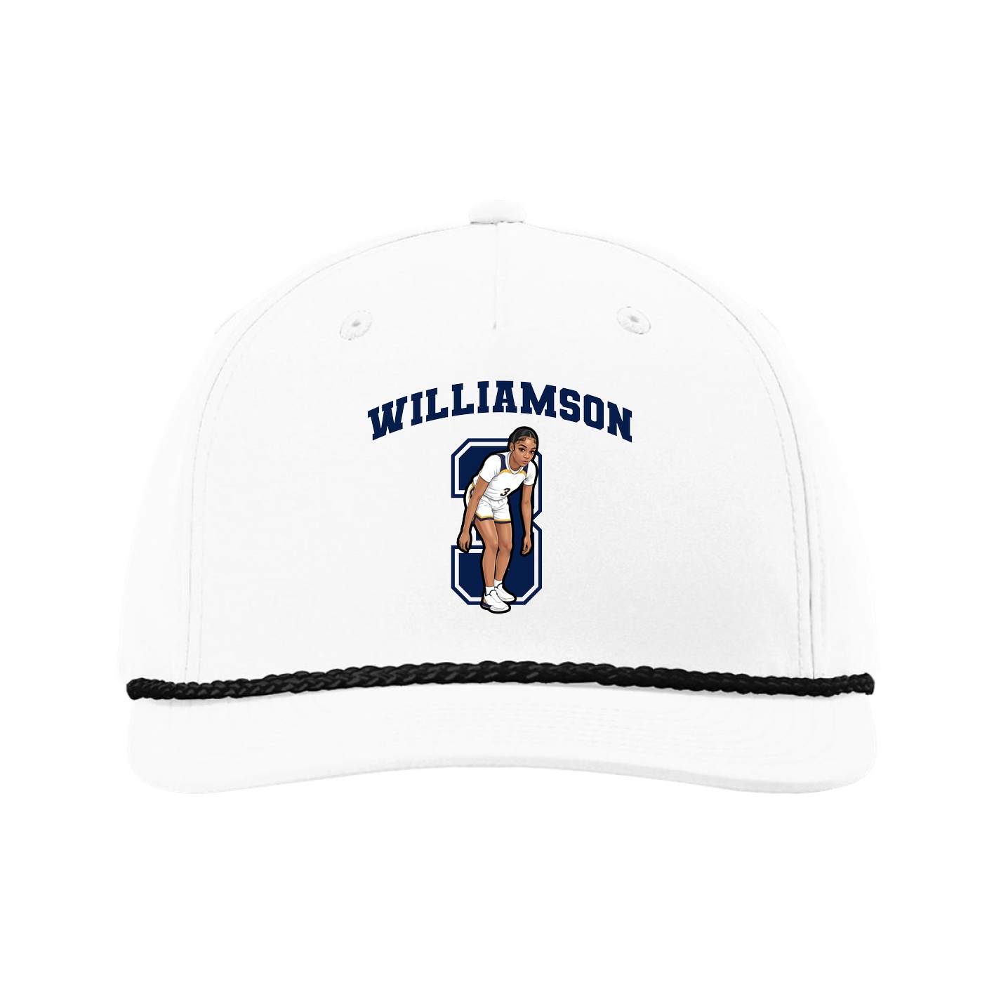 Five-Panel Classic Rope Cap — Number in White