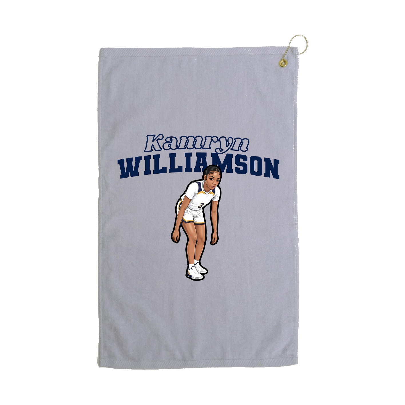 Golf Towel — Name Arch in Grey