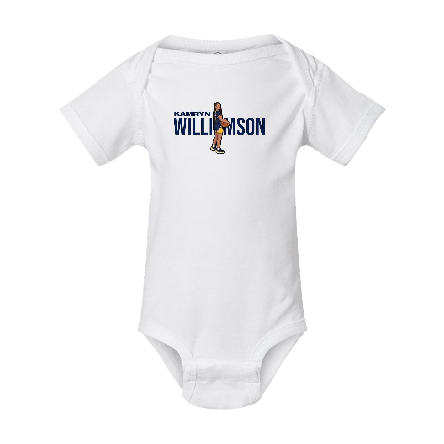 Baby Onesie — Player Name in White