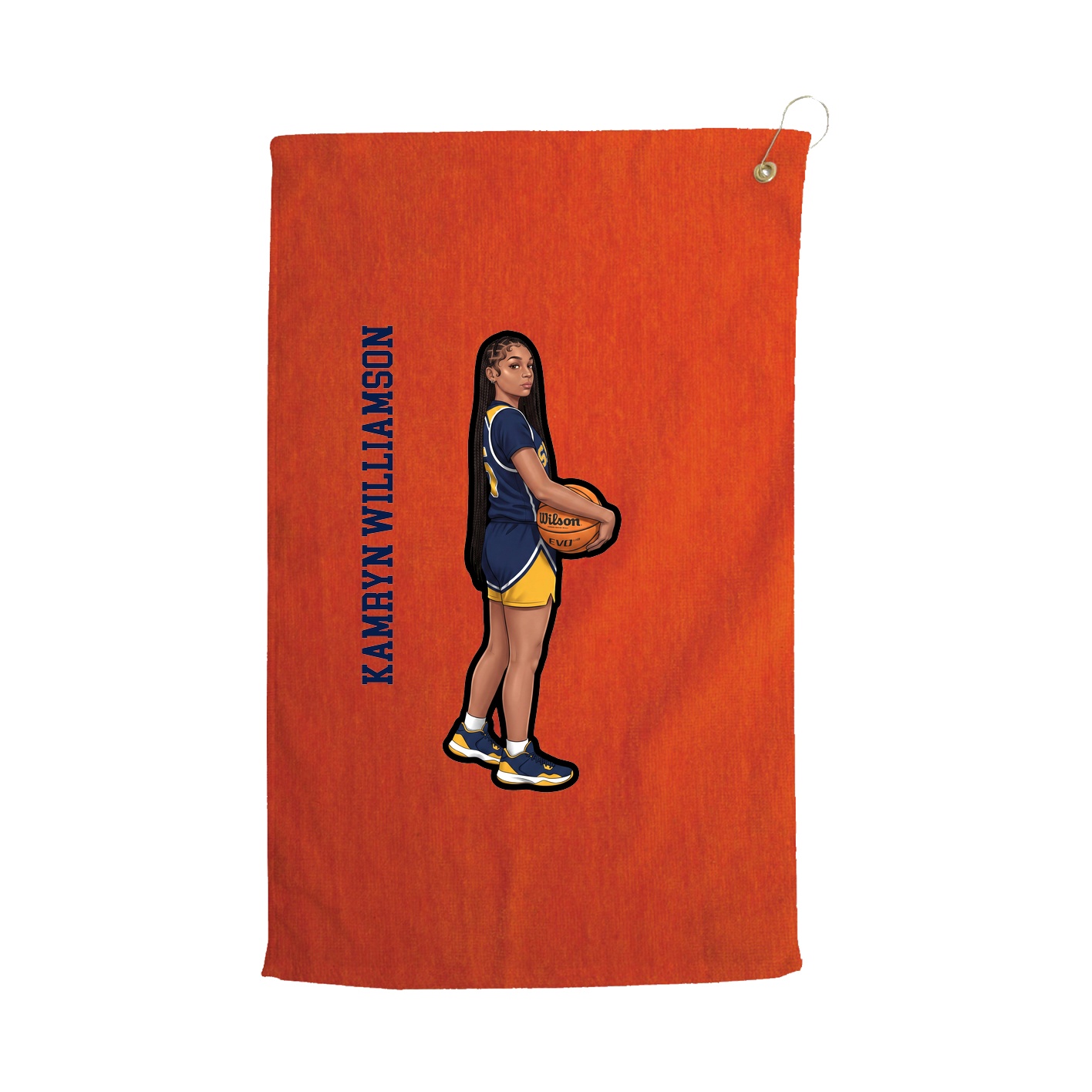 Golf Towel — Name Vertical in Orange