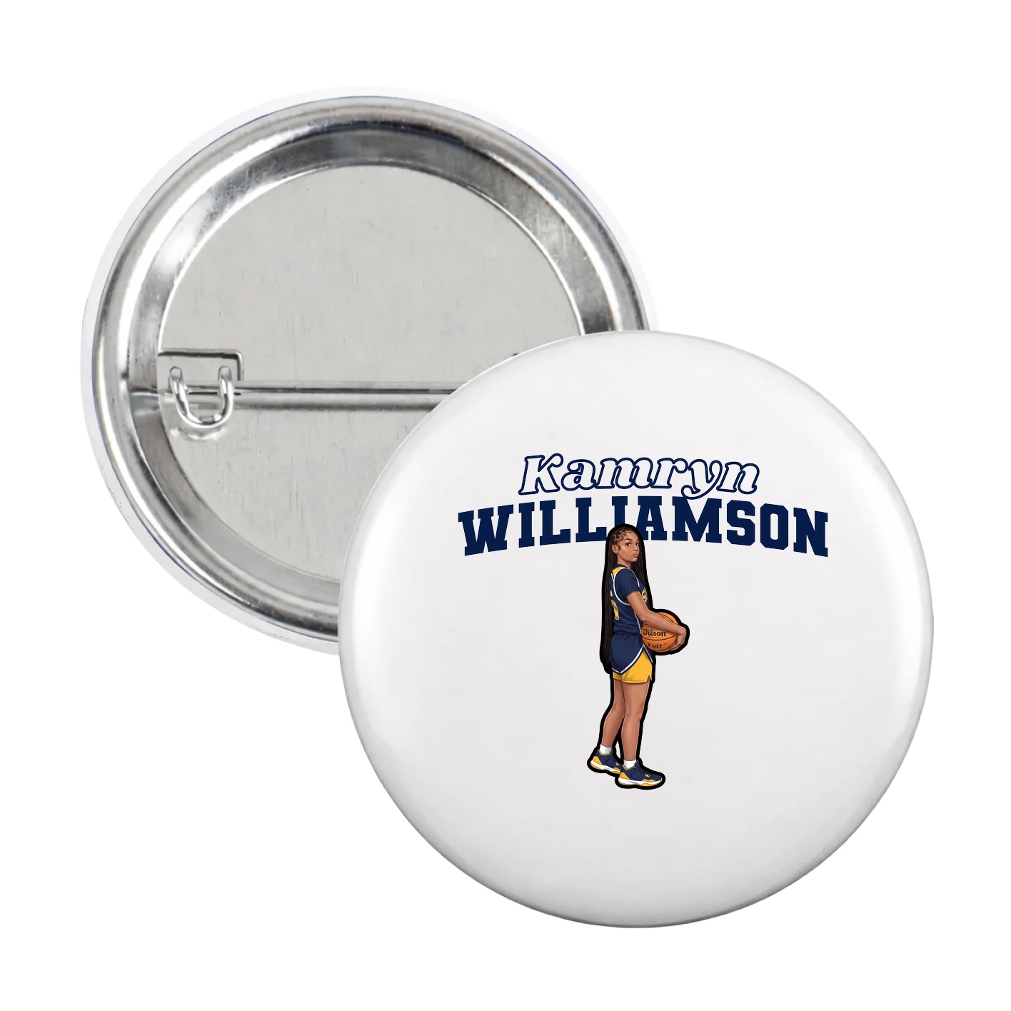 Game Day Button — Name Arch in White