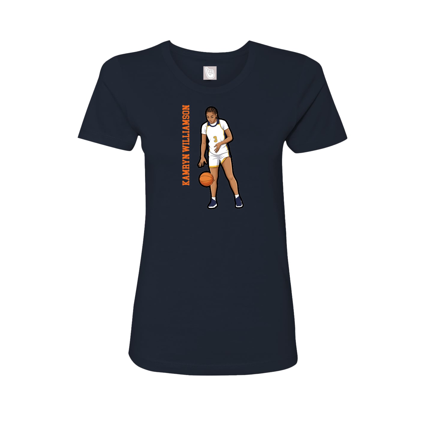 Fitted Women's Tee — Name Vertical in Navy