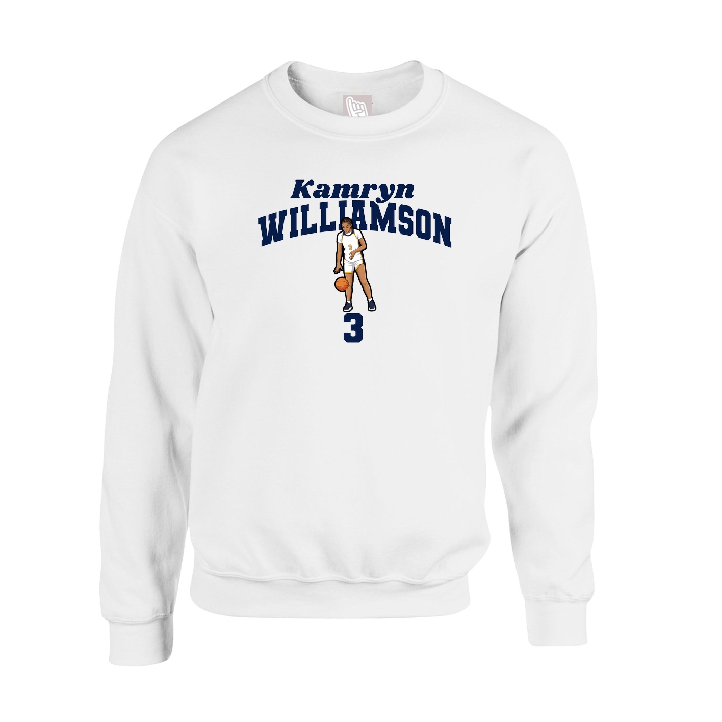 Fleece Crew — Signature Arch in White