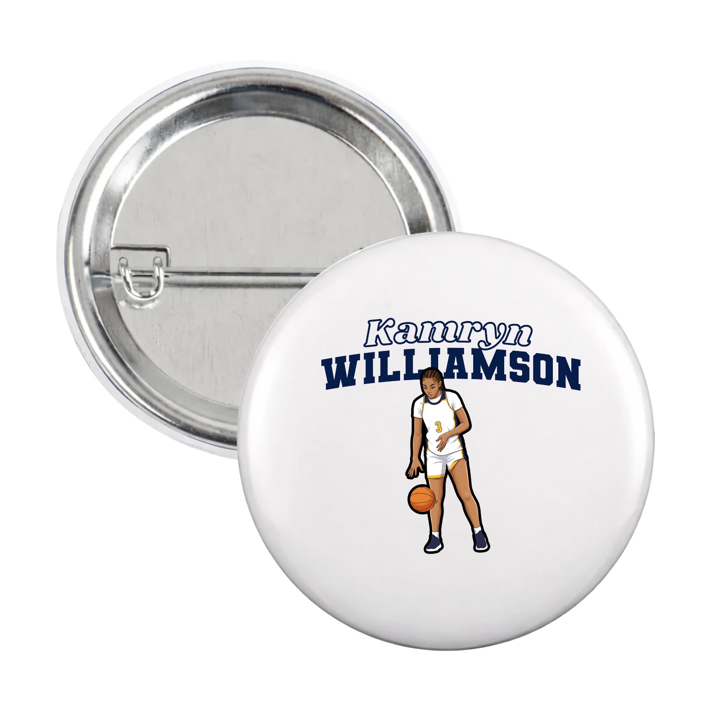 Game Day Button — Name Arch in White