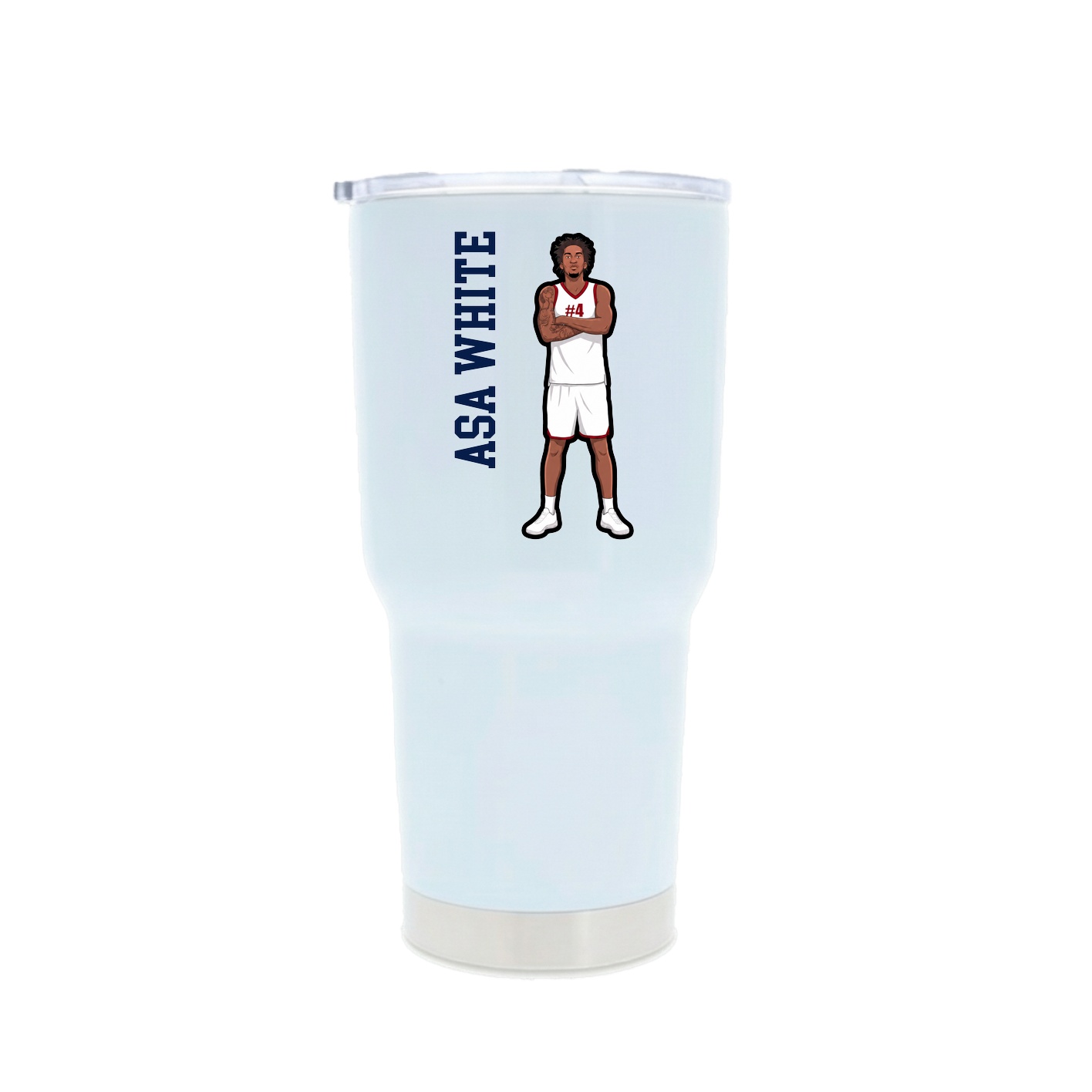 30oz Stainless Steel Tumbler — Name Vertical in White