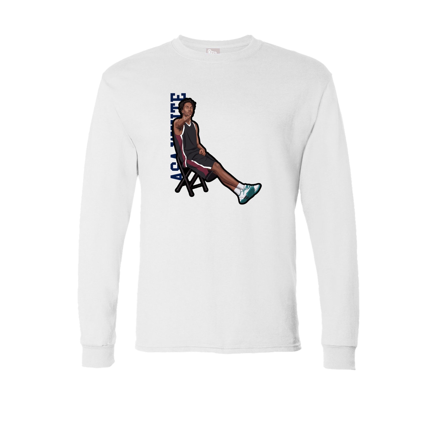 Long Sleeve Tee — Name Vertical in White
