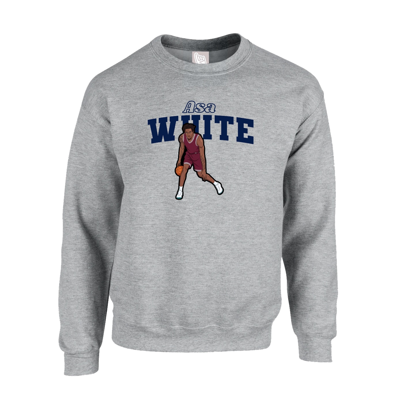 Fleece Crew — Name Arch in Grey