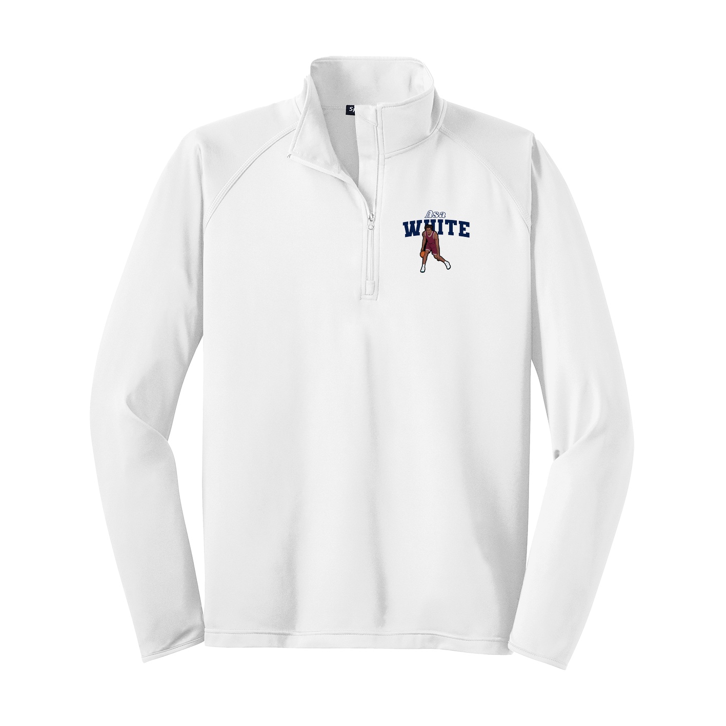 Q-Zip Pullover — Name Arch in White