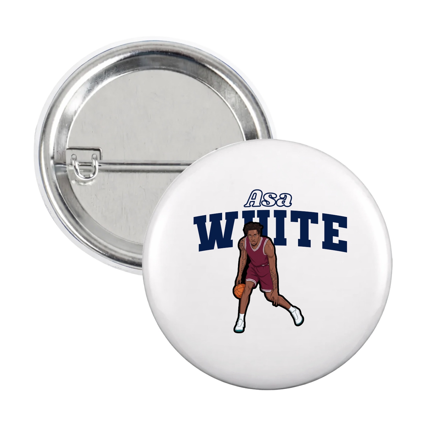 Game Day Button — Name Arch in White