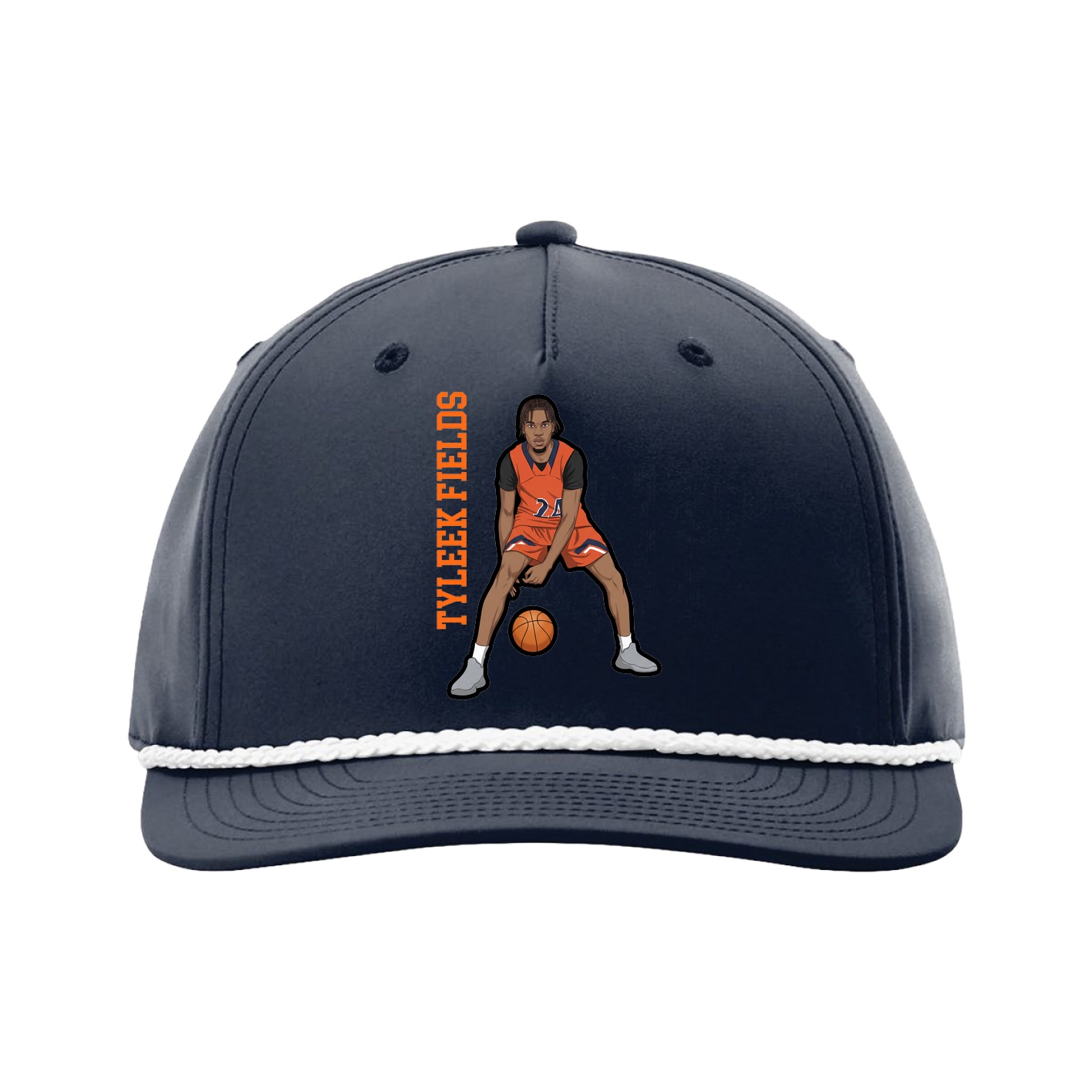 Five-Panel Classic Rope Cap — Name Vertical in Navy